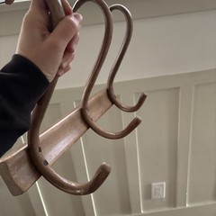 Vintage Bentwood 3 Hook Wall Mount Hat Coat Jacket Scarf Rack Thonet Style Brown