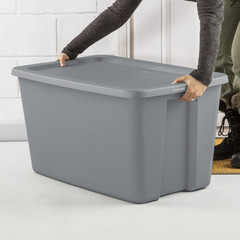 Sterilite Extra Large Storage Bin, 30 Gallon Durable Plastic Gray, 6 Pack