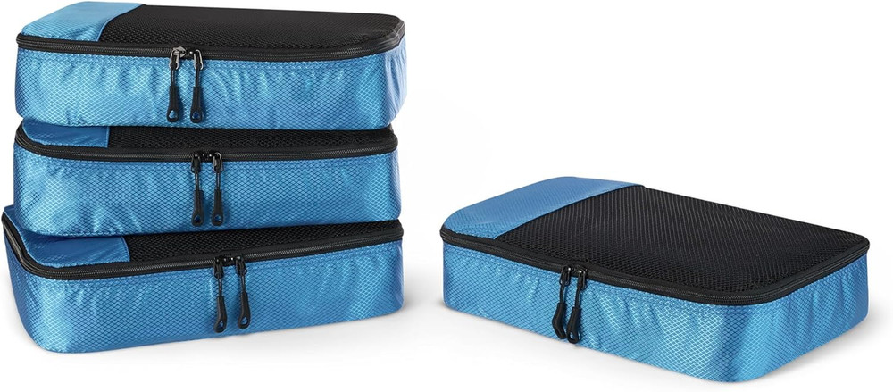 4-Piece Packing Cubes Travel Accessories Set, Luggage Organizer with Double Zipp