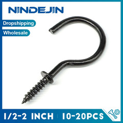 NINDEJIN Screw Hooks Black Heavy Duty Wall Ceiling Hooks for Plants & Lights