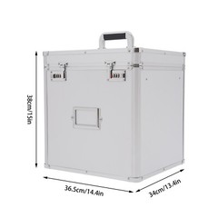 Tabletop Record Vinyl Carry Case Storage Box Locking with 50 Vinyl Record Silver