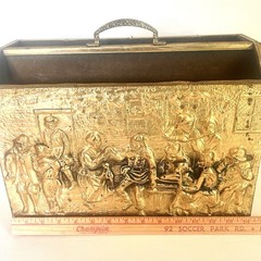 Vtg English Traditional Hammered Brass Magazine Holder Rack Record Stand GVC