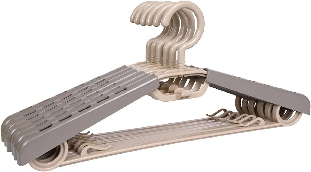 6-Pack Heavy Duty Plastic Extra-Wide Arm 15″-23″ Suits Clothes Hangers with Swiv