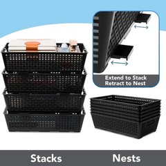 Durable 6 Count Extra Large Stackable Baskets for Versatile Storage Solutions