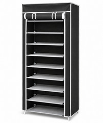 9 Tier Shoe Rack Cabinet Closet Storage Dustproof Cover Black Portable