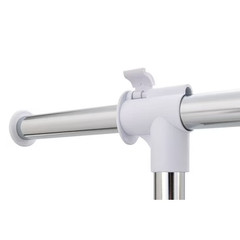 Heavy Clothes Hanger Adjustable Height Rolling Garment Rack Metal Chrome White