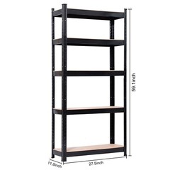 US 59in 5-Tiers Heavy Duty Metal Shelving Rack Unit Garage Storage Shelf Black