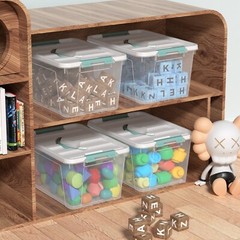 Kekow 14 Quart Latching Storage Box, Stackable Bin with Green Latch Lid, 6 Pack