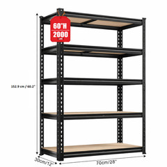 5-Tier Heavy Duty Metal Shelving Storage Adjustable Garage Shelves Utility Rack