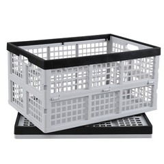 Idotry 42L Plastic Collapsible Storage Crate Foldable Handle Crate Basket Bin 2X