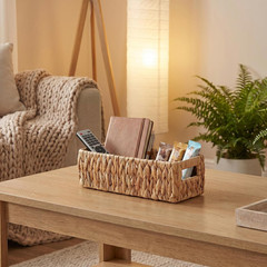 Natural Water Hyacinth Storage Baskets, Set of 2, Hand-Woven Farmhouse Style