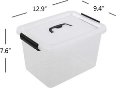Clear Plastic Storage Box with Handle, 10L Latch Container for Snacks & Tools