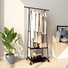 Clothes Rack Small Metal Garment Rack with Shelves for bedroom Rolling clothing