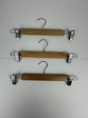 Lot 3 Wooden Pants Skirt Hangers Clip Clamp Wood Clothes Closet Organizer 10