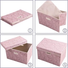 Large Collapsible Storage Bin with Lid 17.7″, Fabric Cube Organizer