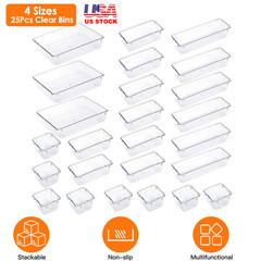25Pcs Clear Plastic Drawer Organizers Set