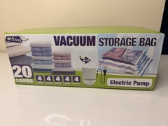HIBAG Vacuum Storage Bags 20 Pack Space Saver Clear H Bag With Electric Pump