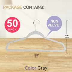 50 Pack UltraThin Plastic Clothes Hangers 17.7 Inch SpaceSaving Slim Hangers…