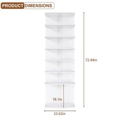 7-Tier Rotating Shoe Rack Tower 360° Spinning Shoe Square Display Carousel White