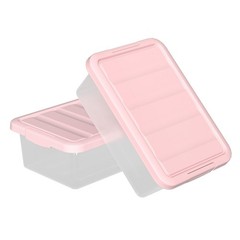 14 Quart Plastic Storage Boxes with Pink Lids, Plastic Latching Storage Bins,…