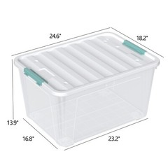 Idotry 85 Qt Clear Plastic Stackable Latching Storage Box w/ Lid & Wheels 2 Pack