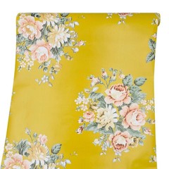 Yifely Vintage Peony Floral Shelving Paper Dark Yellow 9.8″W x 17.7″L,