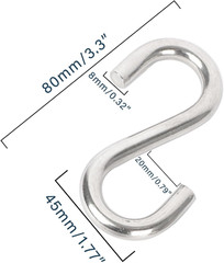 Heavy Duty 304 Stainless Steel S Hooks – 3.3 Inch, 557 Lbs Capacity, 2 Pcs