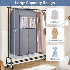 54” Hanging Garment Bags for Closet Storage Sealed Completely Jackets Coats …