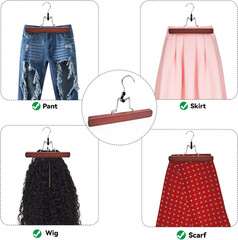 Cherry Wooden Non-Slip Pants Hangers – 10 Pack for Jeans & Skirts