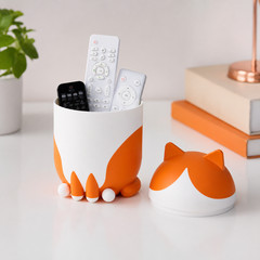 IKEA GREJSIMOJS Cat-Shaped Storage Box Lid Orange/White 106.036.46 NEW
