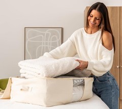Soft Canvas Storage Bags with Zipper. Thick Breathable, 2pc King/Queen Comforter