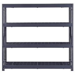 Heavy-Duty 4-Shelf Metal Garage Storage Unit – Black, 77″W x 72″H x 24″D