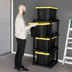 2 Pack 4-Tier Storage Tote Rack for 27 Gallon Bins Black