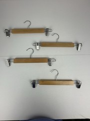 Lot 4 Wooden Pants Skirt Hangers Clip Clamp Wood Clothes Closet Organizer 20