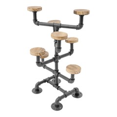 4 Tiers Industrial Hat Display Stand Hat Holder Rack with 8 Round Hangers Black
