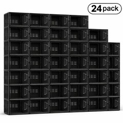 12/24 Pack XL Clear Drop Side Shoe Boxes Stackable Sneaker Storage Display Case