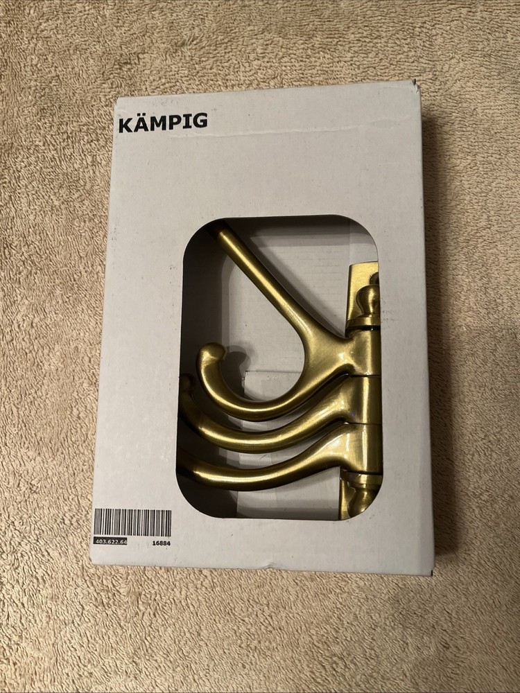 IKEA KAMPIG 3 Arm Swivel Coat Jacket Robe Towel Hook Brass #403.622.64 New