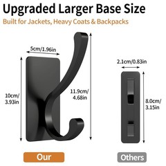 4 PCS Heavy Duty Self Adhesive Wall Hooks Coat Jacket Hat Door Hanger Black