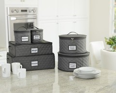 2 PCS 6 Inch Small Plate Storage Case China Container Stackable 24 Dividers