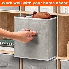 Storage Cubes – 11 Inch Heavy Duty Fabric Closet Bins Medium -11 inches Grey