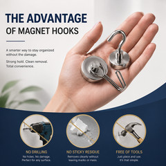 Magnetic Hooks 12 Pack Heavy Duty Swivel Fixed Silver Kitchen Garage Cruise