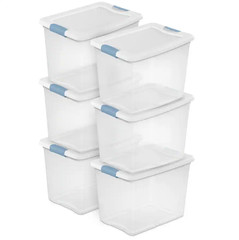 Sterilite 25 Quart Latching Storage Box, Stackable Bin with Latch Lid, 6 Pack