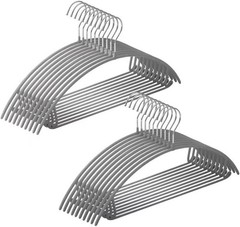 30-Pack Gray No-Bump Metal Hangers for Suits & Coats