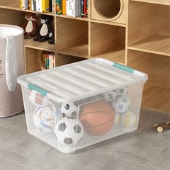 Idotry 85 Qt Clear Plastic Stackable Latching Storage Box w/ Lid & Wheels 2 Pack
