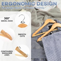 Wooden Hangers 8 Pack, Heavy Duty Wood Hangers for Coats, Suits, Jackets, Clo…