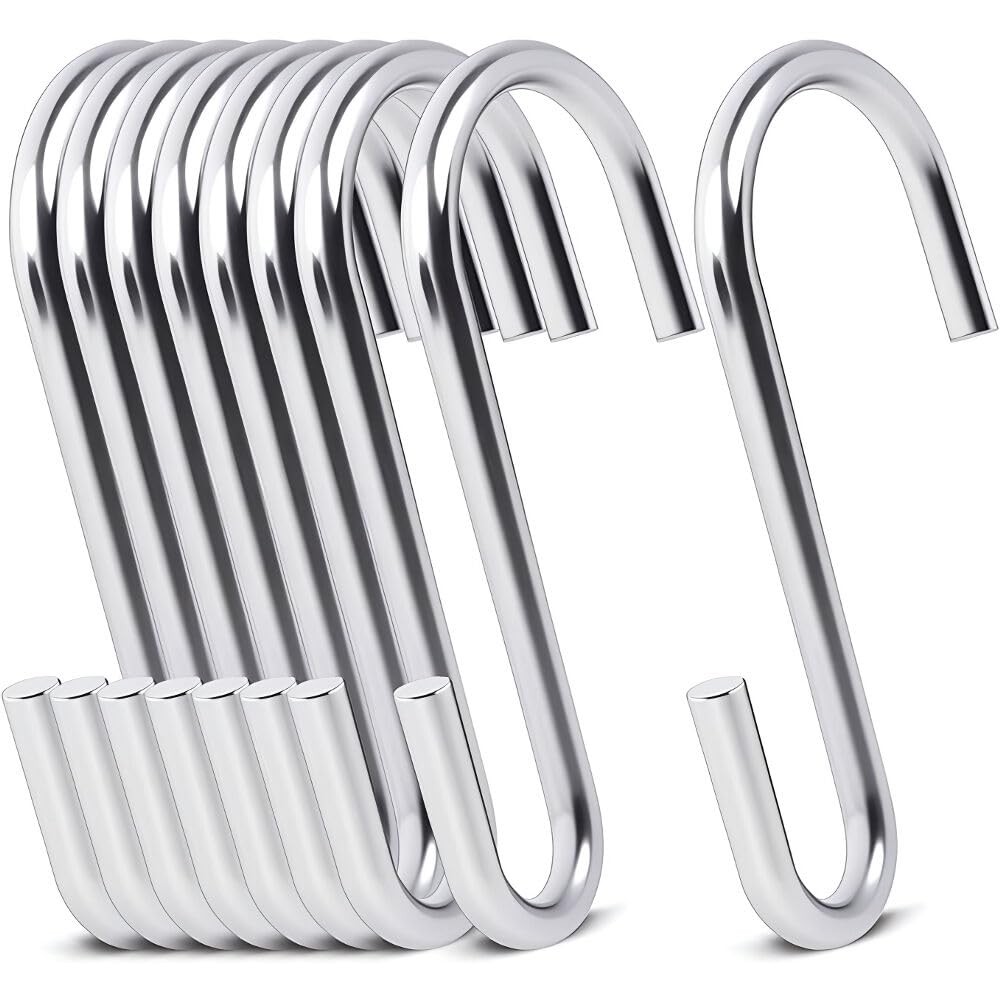 20 PCS 2.4 Inch Silver S Hooks Alloy Steel Hangers 0.88 Inch Opening Wire Rack