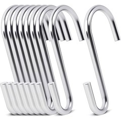 20 PCS 2.4 Inch Silver S Hooks Alloy Steel Hangers 0.88 Inch Opening Wire Rack