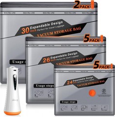 Vacuum Storage Bags for Travel with Rechargeable Air Pump 12 Pack Space Saver