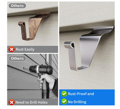 20 Pack Stainless Steel Vinyl Siding Hooks No Drill Siding Hangers for Lights
