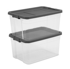 2 Pack 76 Quart Stacker Storage Bin Clear Plastic Storage Container with Latch L